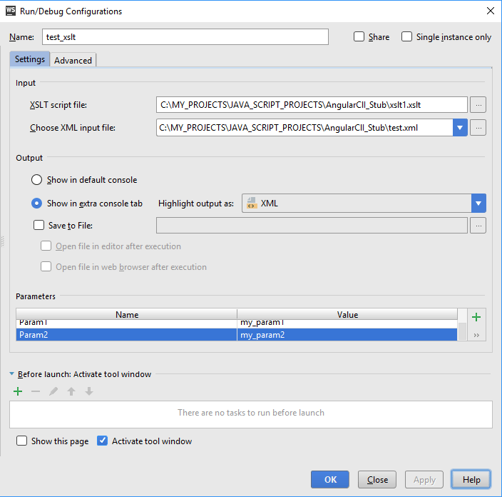 Run Settings Run Settings