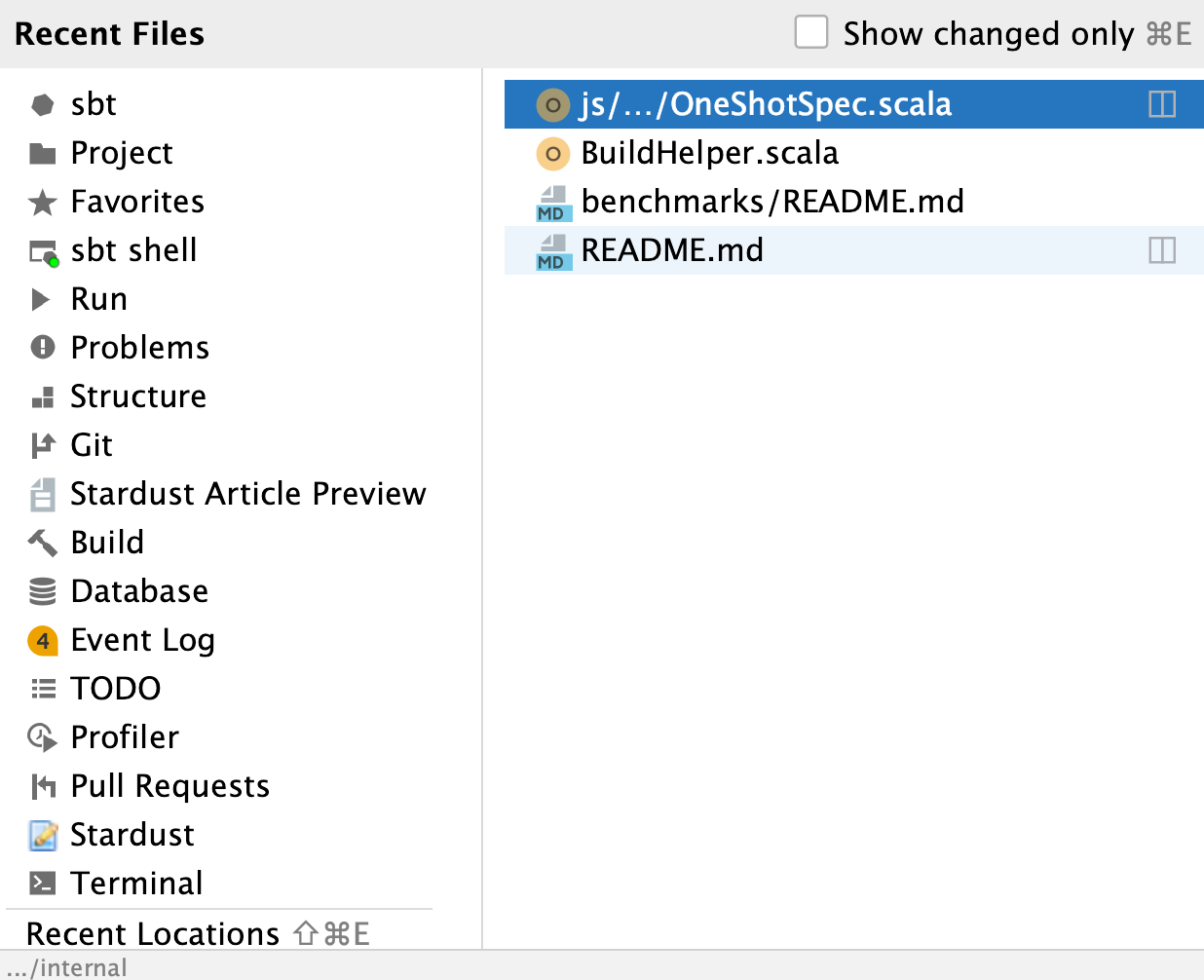 Recent files Recent files