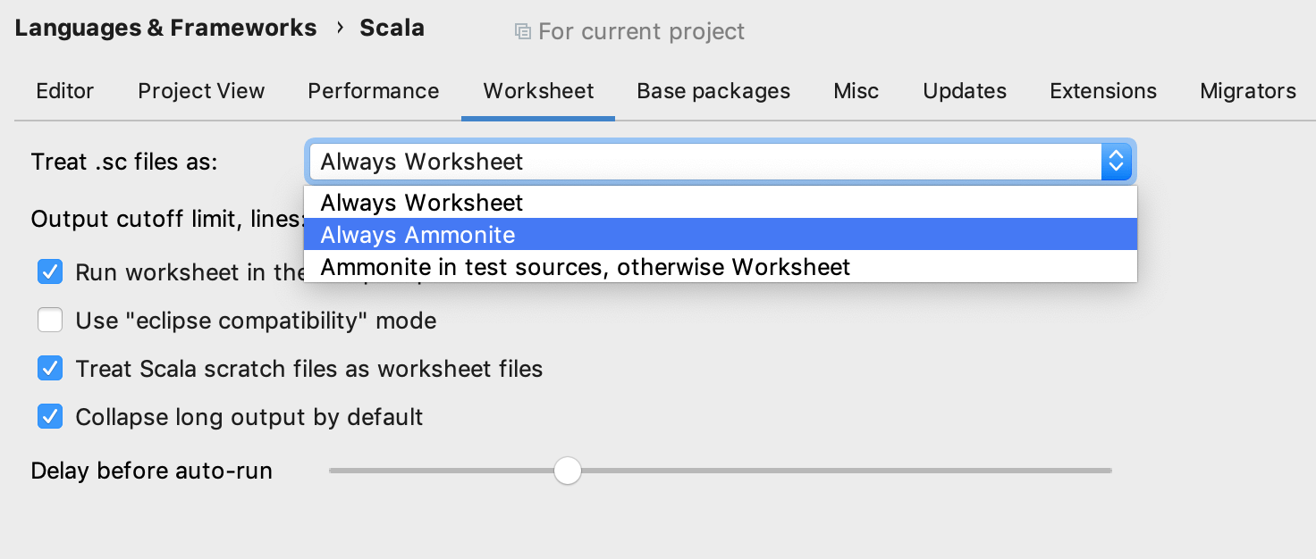 Scala settings Scala settings