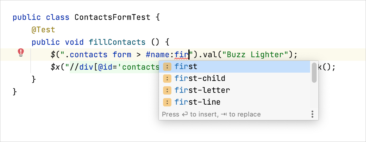 Code completion in Selenium XPath file Code completion in Selenium XPath file