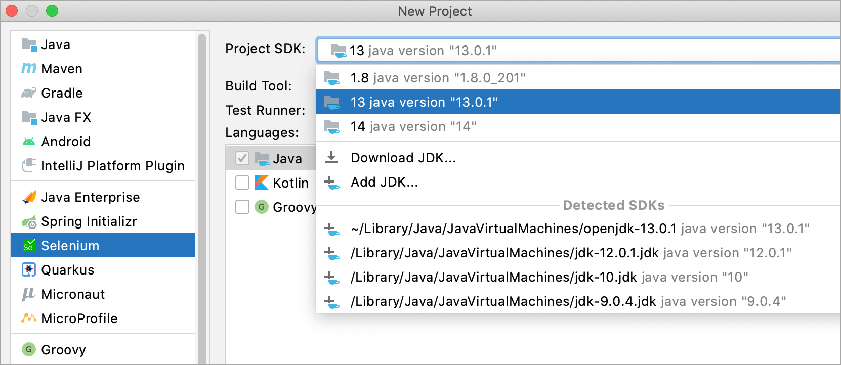 Configuring a JDK for a new Selenium project Configuring a JDK for a new Selenium project