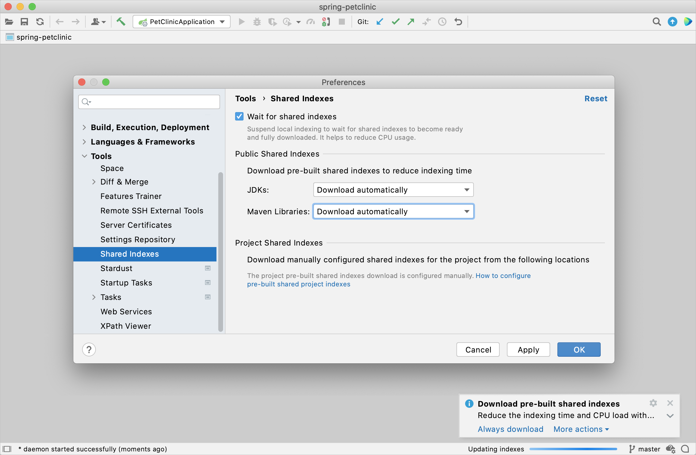 Shared indexes Shared indexes