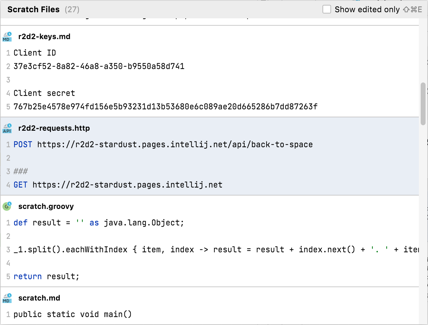 The Scratch Files popup The Scratch Files popup