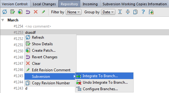 Svn integrate to branch Svn integrate to branch
