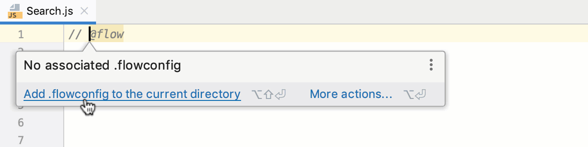 Tooltip: Add .flowconfig to the current folder Tooltip: Add .flowconfig to the current folder