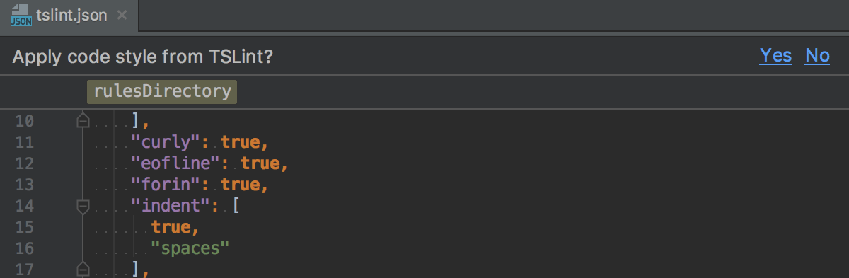 IntelliJ&nbsp;IDEA suggests importing the code style from tslint.json