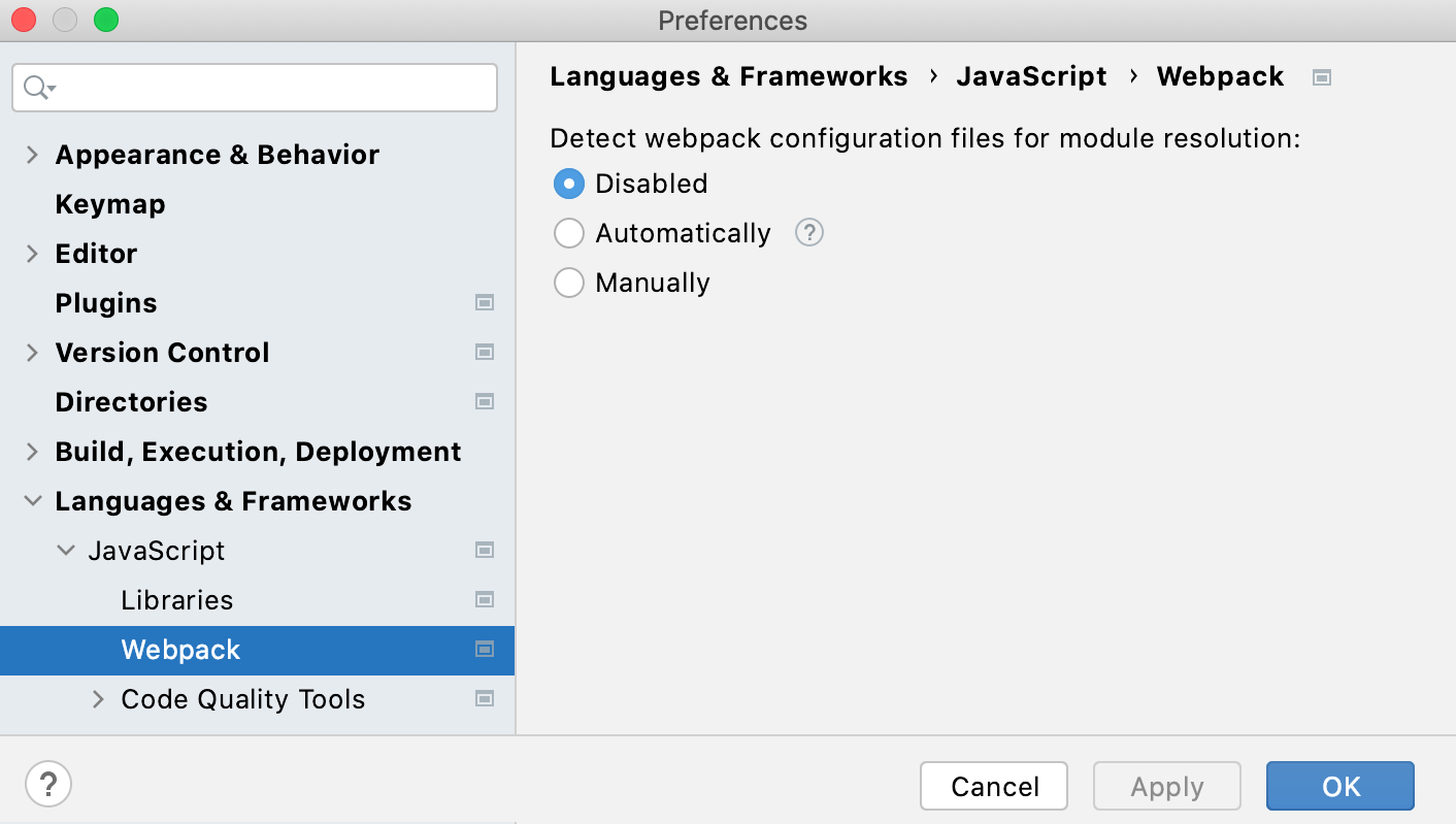 Webpack disabled Webpack disabled