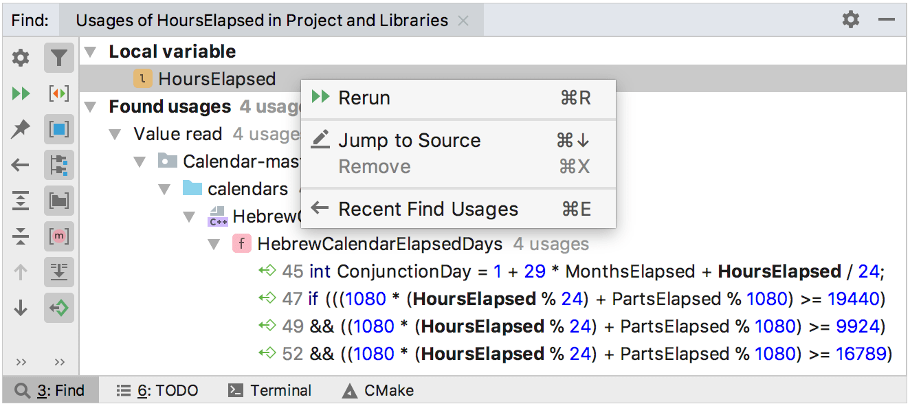 find usages results find usages results