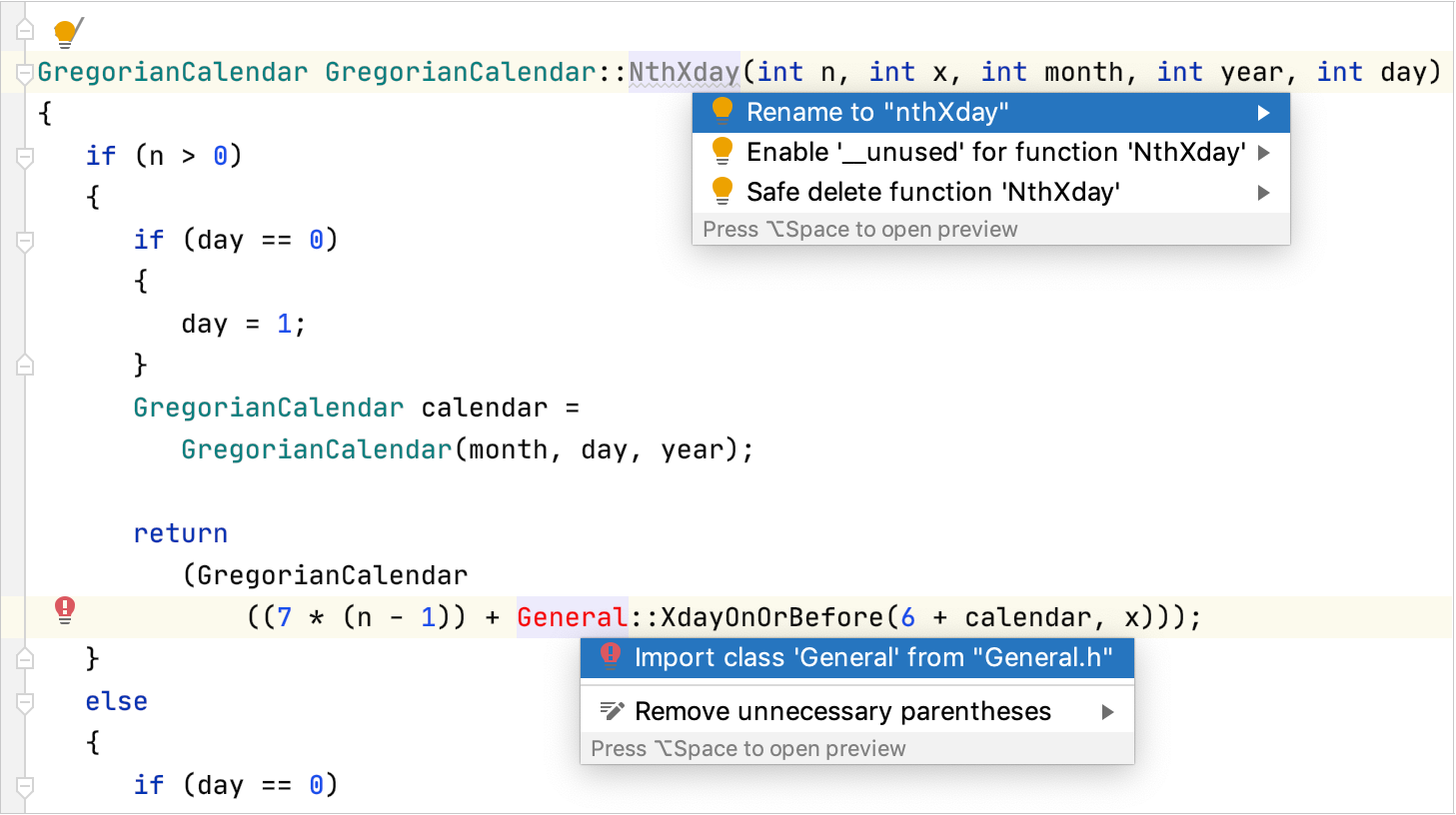Intention actions and quick-fixes in the editor Intention actions and quick-fixes in the editor
