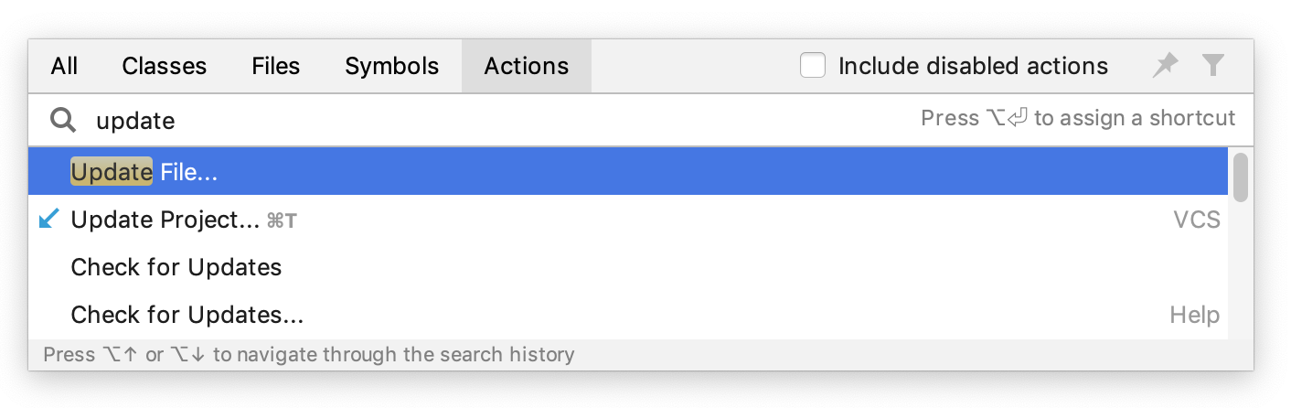 search for an ide action search for an ide action