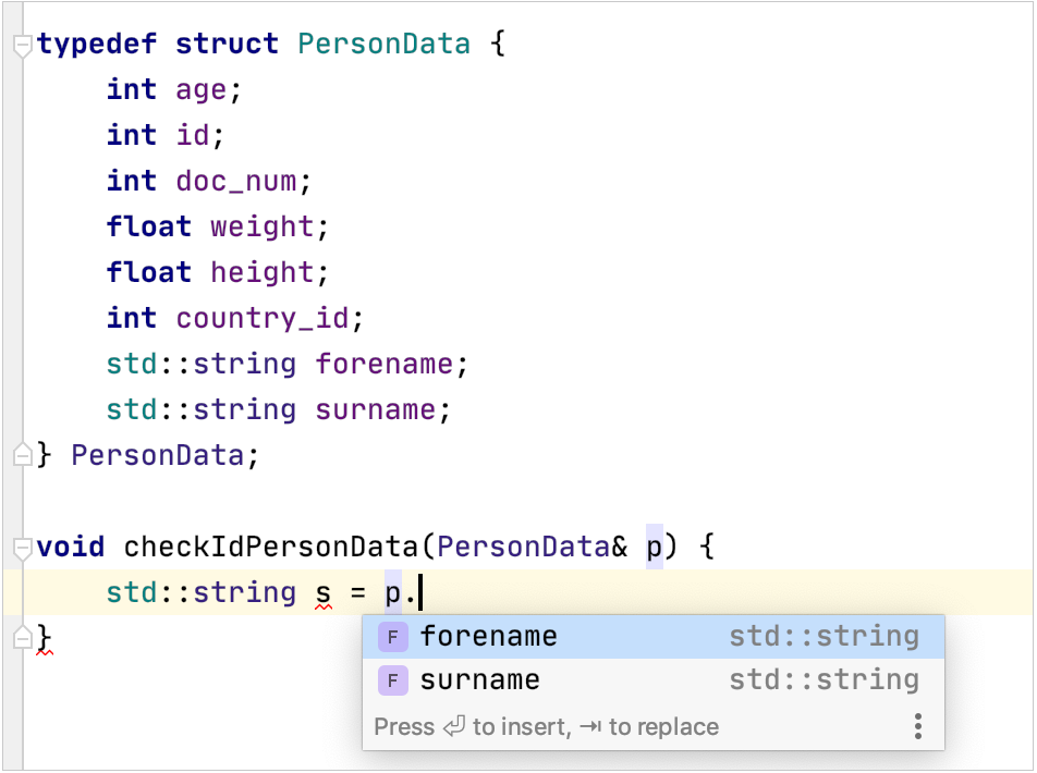 SmartType completion SmartType completion