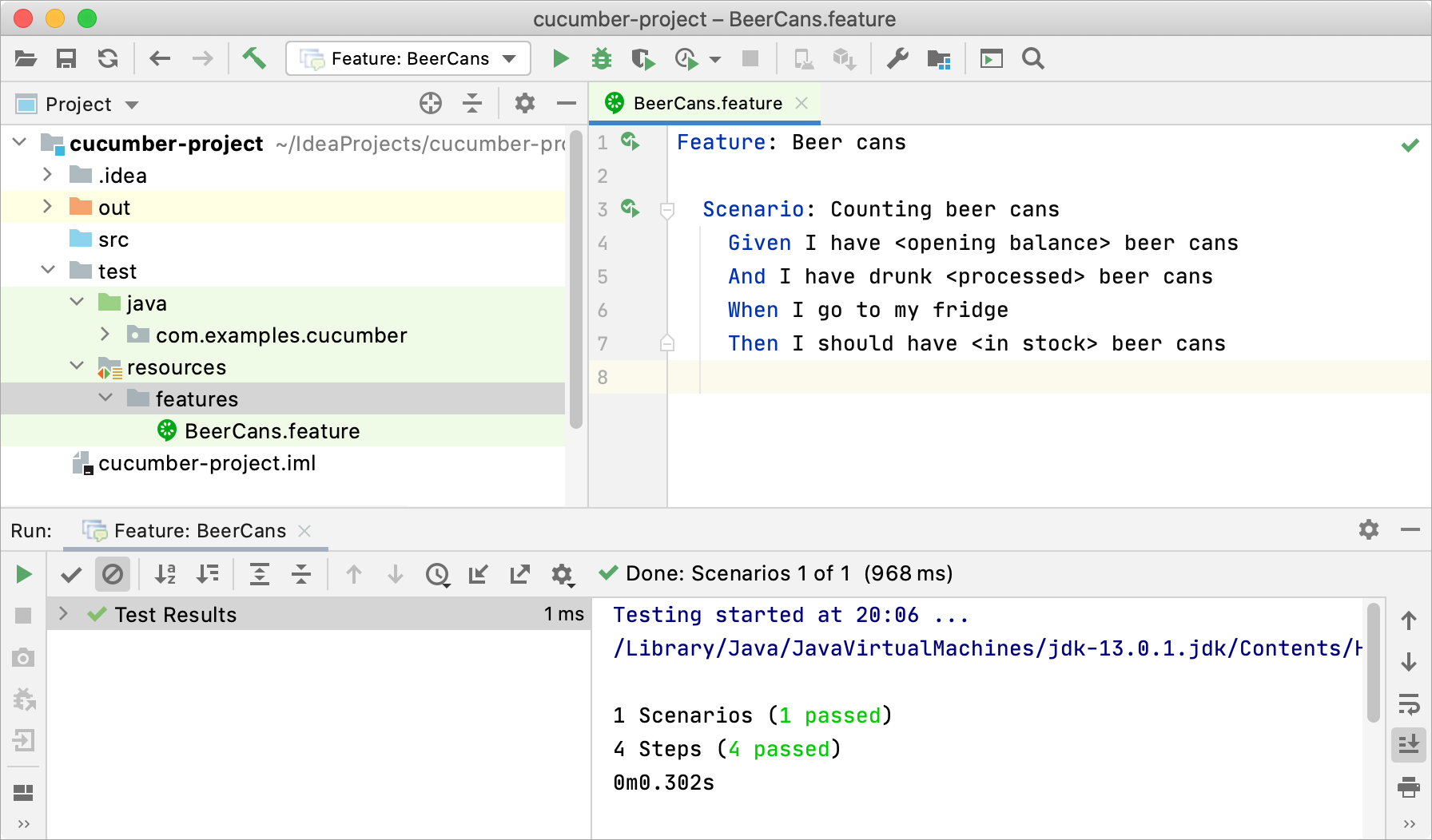 Test results displayed in the Test Runner tab Test results displayed in the Test Runner tab