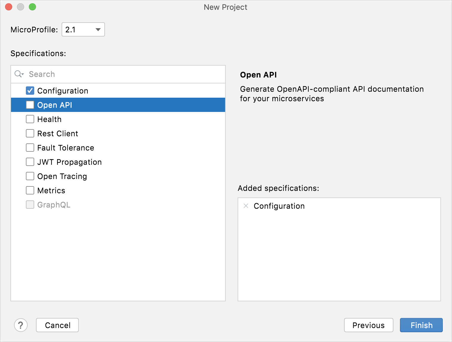 Selecting specifications for the new MicroProfile project