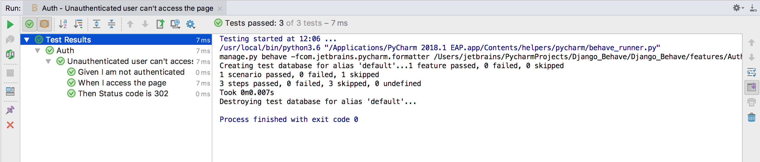 Test running for a behave configuration Test running for a behave configuration
