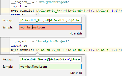 A dialog with current regex A dialog with current regex