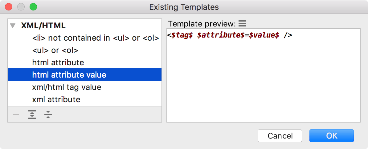 the Existing Templates dialog the Existing Templates dialog