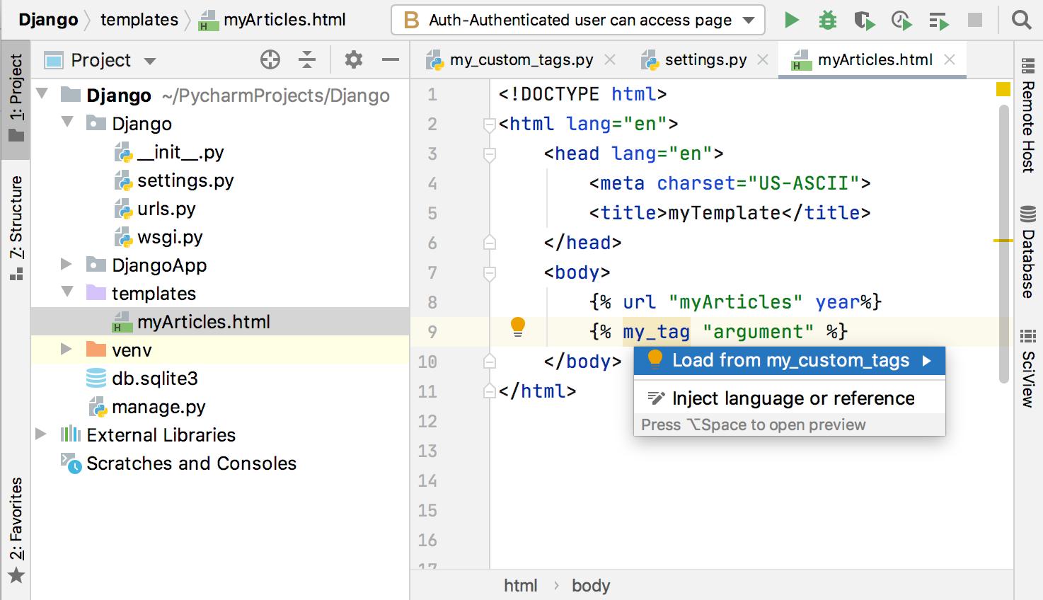 Inspections to load a custom template Inspections to load a custom template