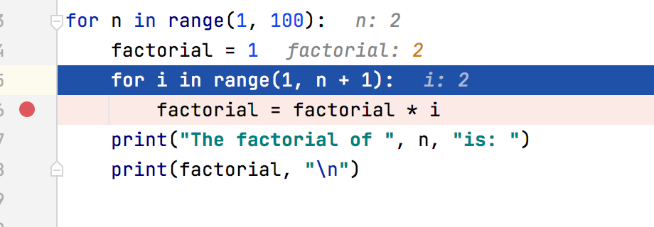 Inline values of the variables change with each step Inline values of the variables change with each step
