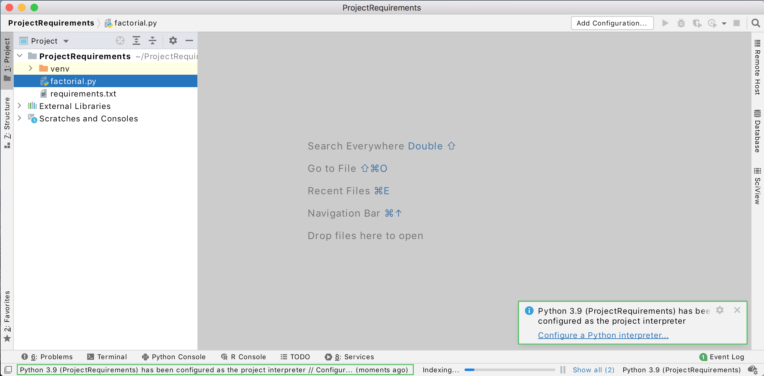 The environment is created The environment is created