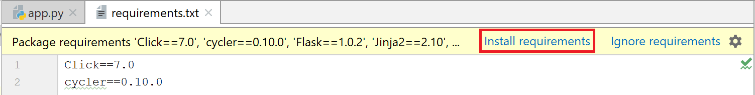 Installing packages required for the application Installing packages required for the application