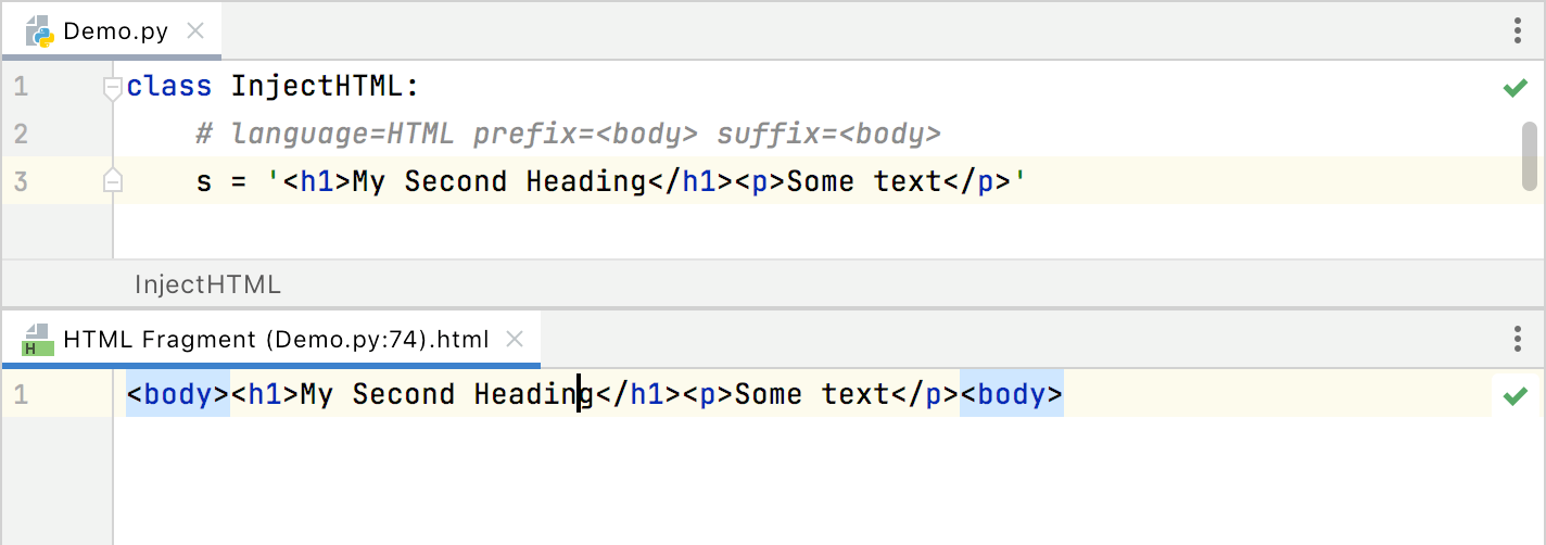 Using prefixes and suffixes in language injection Using prefixes and suffixes in language injection