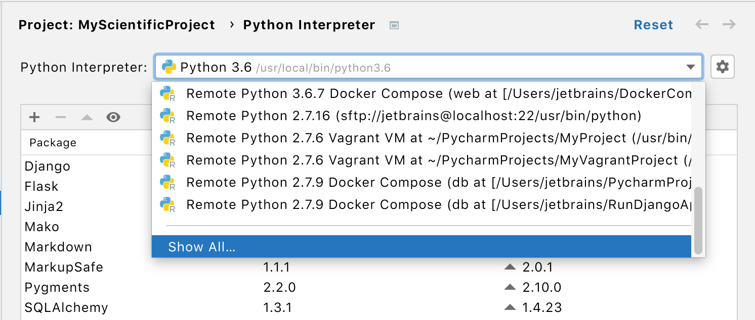 Selected Python interpreter Selected Python interpreter