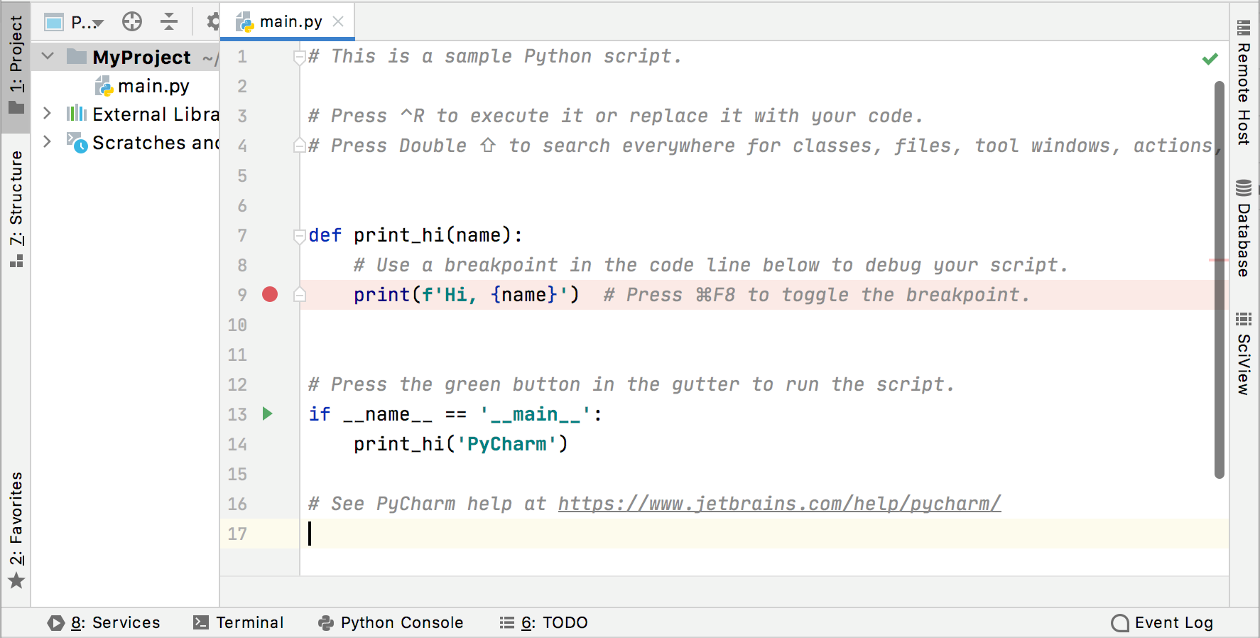 Welcome script in the Python project Welcome script in the Python project