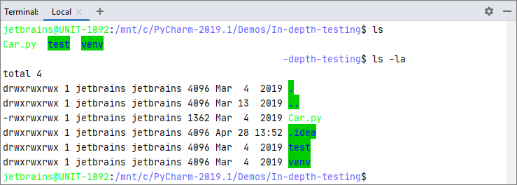 Terminal in WSL configurations Terminal in WSL configurations