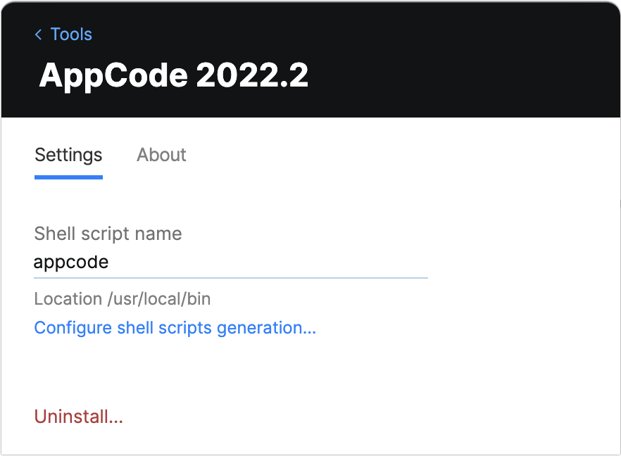 Toolbox App AppCode Settings