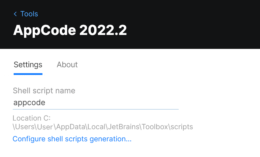 Toolbox App AppCode Settings