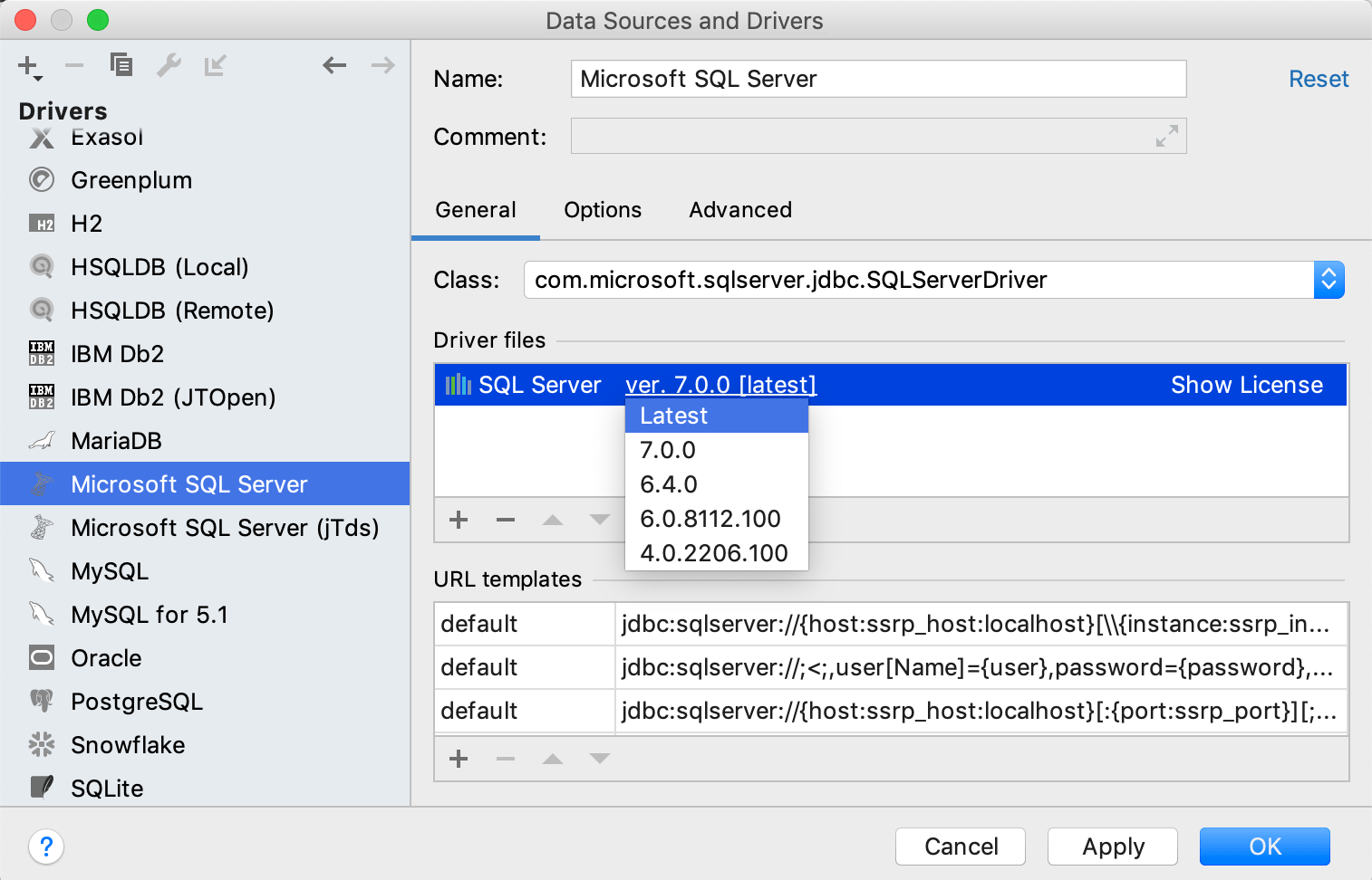 The Drivers list and driver settings The Drivers list and driver settings