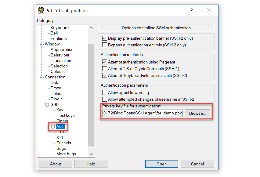 Create the SSH tunnel with PuTTY (Windows)