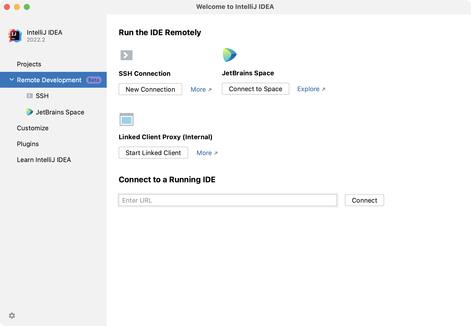 IntelliJ IDEA welcome screen