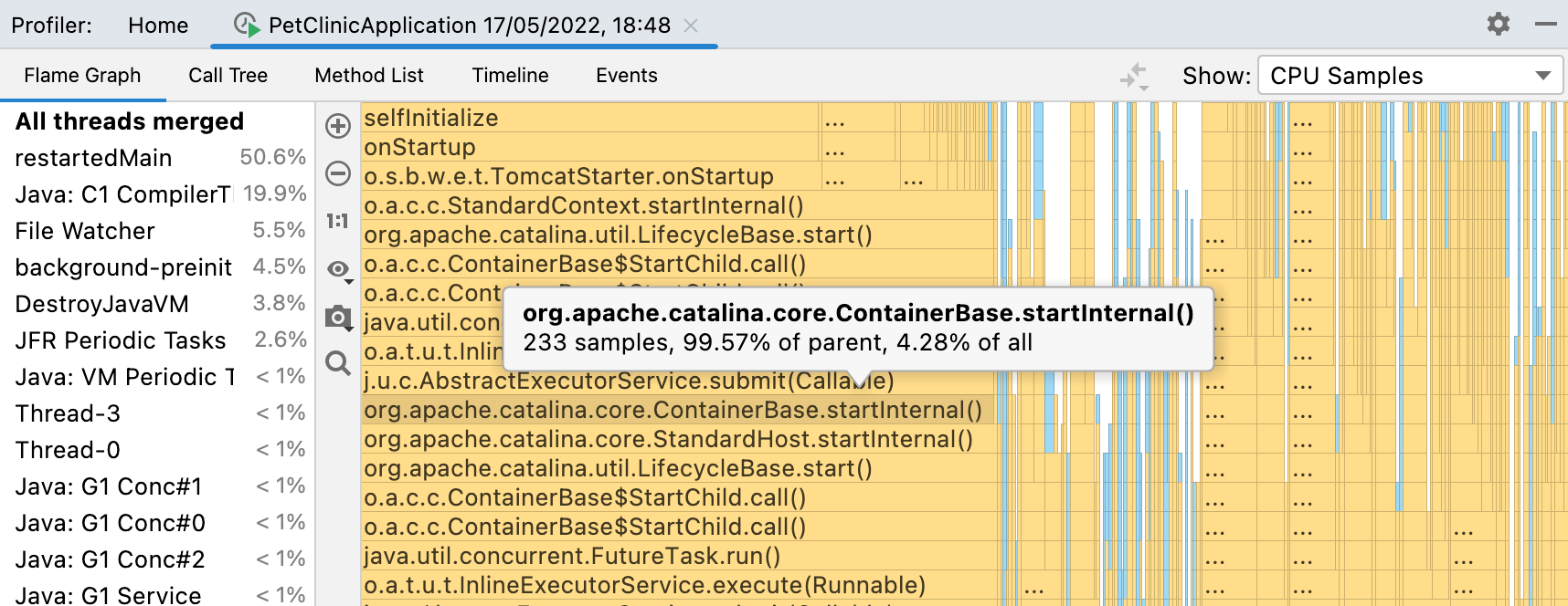 Block details shown in the flame graph Block details shown in the flame graph