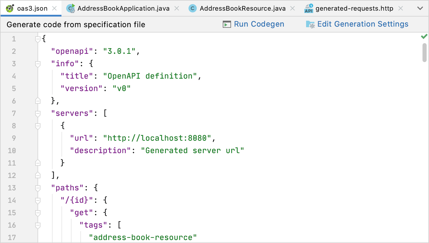 Suggestion to generate code based on the OpenAPI specification