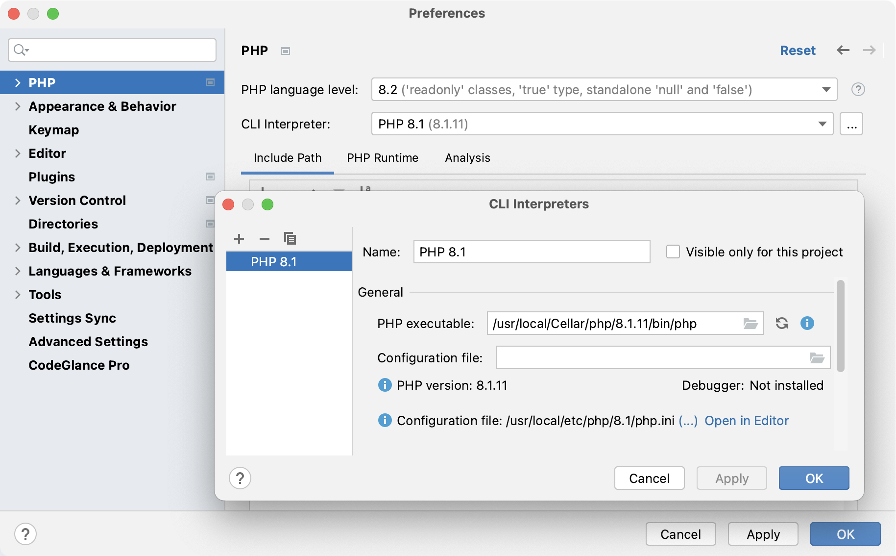 Set up a PHP Interpreter