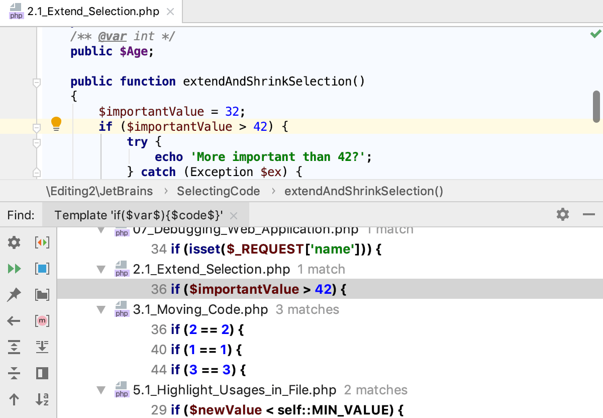 Structural search if statement