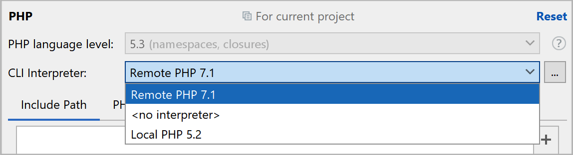 the CLI Interpreters list the CLI Interpreters list