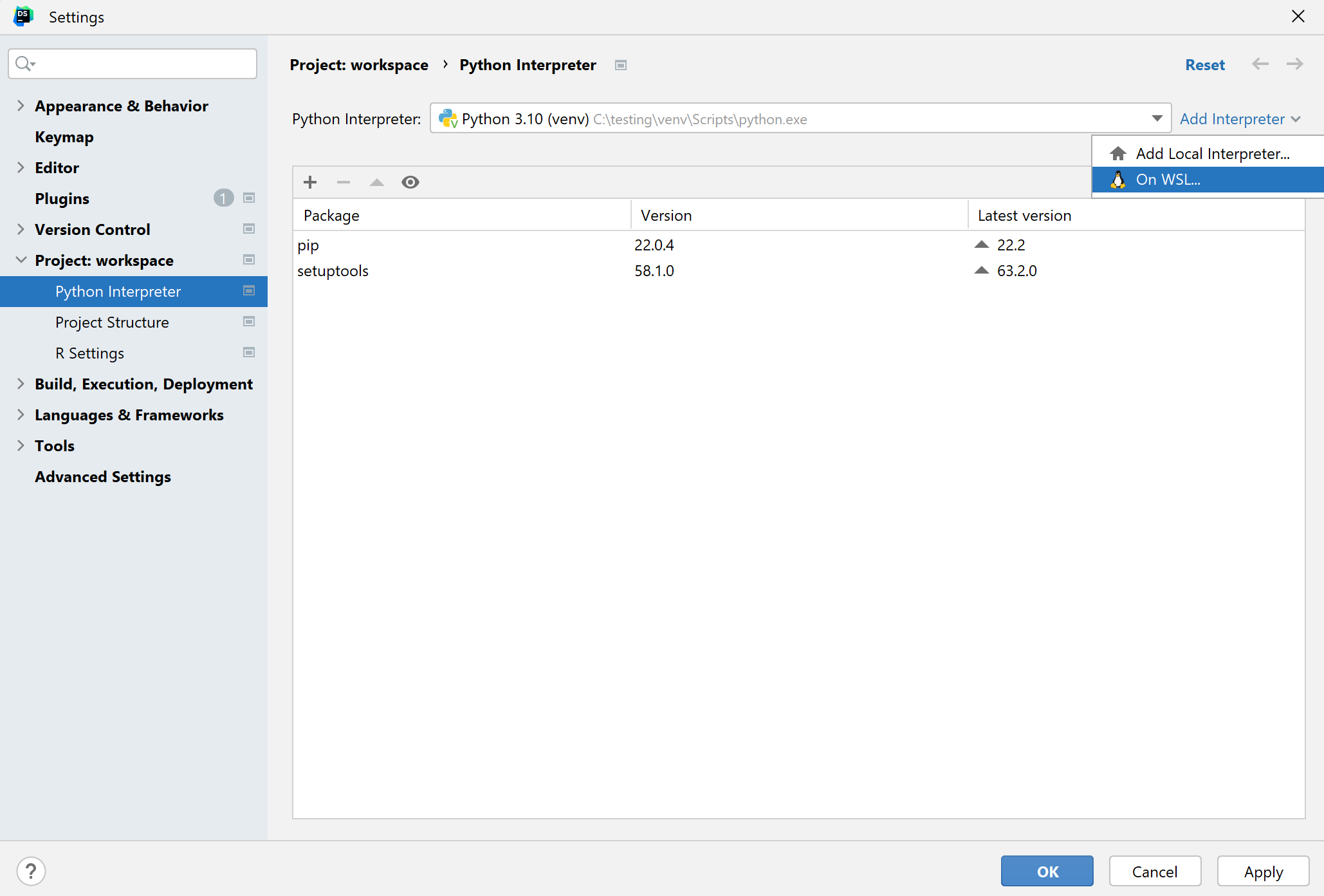 Add a WSL interpreter Add a WSL interpreter