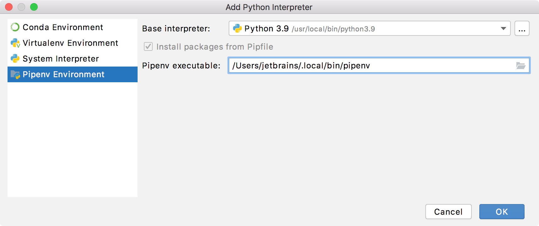 Adding a Pipenv environment Adding a Pipenv environment
