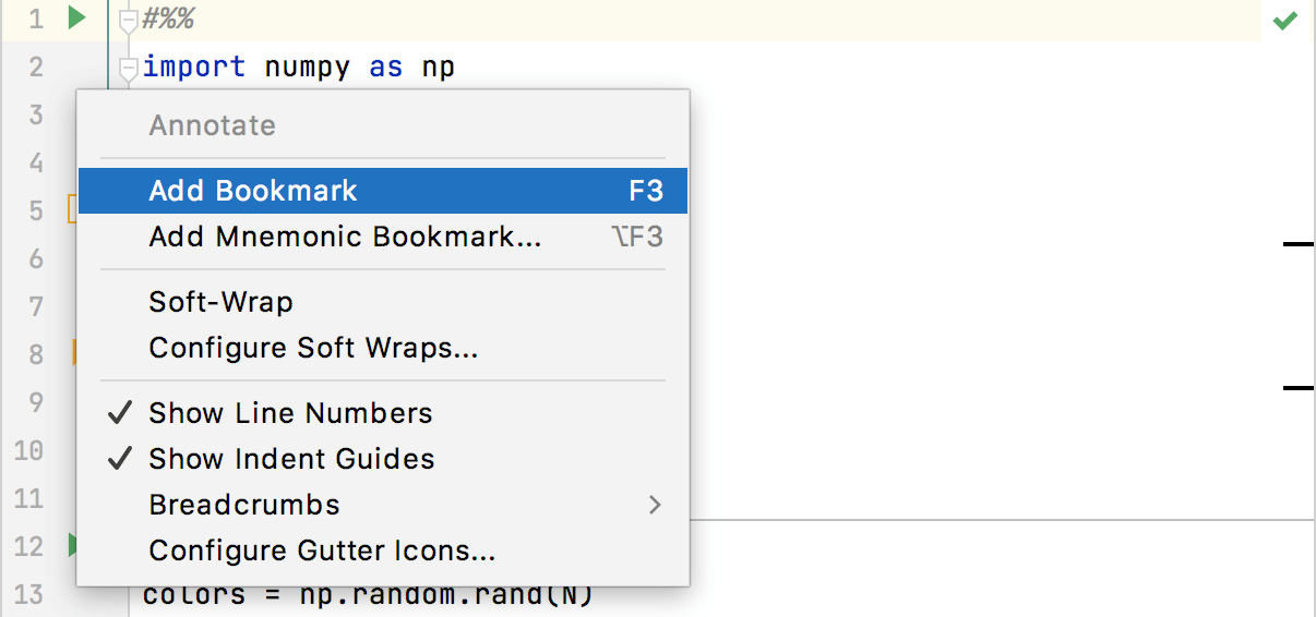 Anonymous bookmark placed in the editor Anonymous bookmark placed in the editor