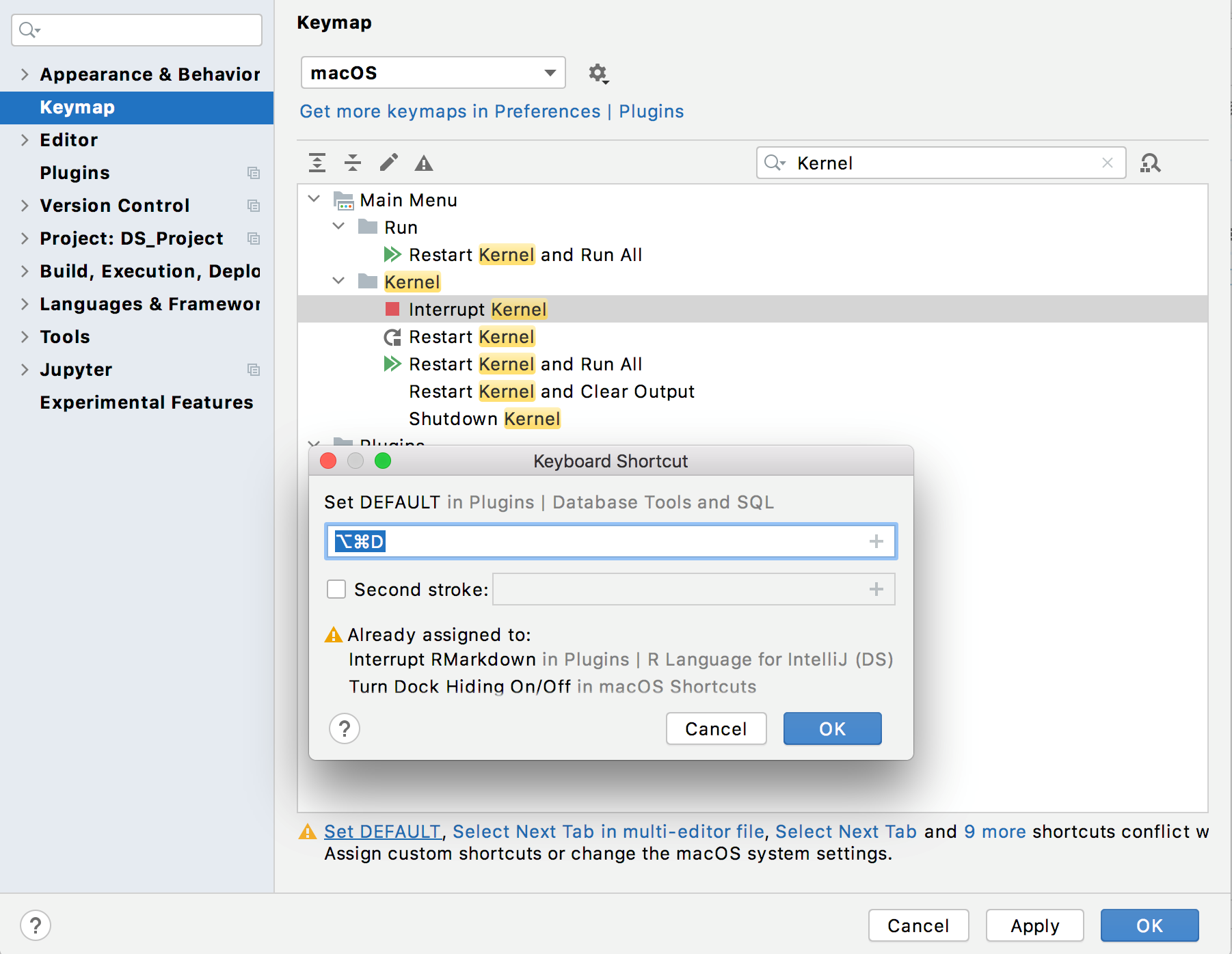 Conflicting shortcuts Conflicting shortcuts
