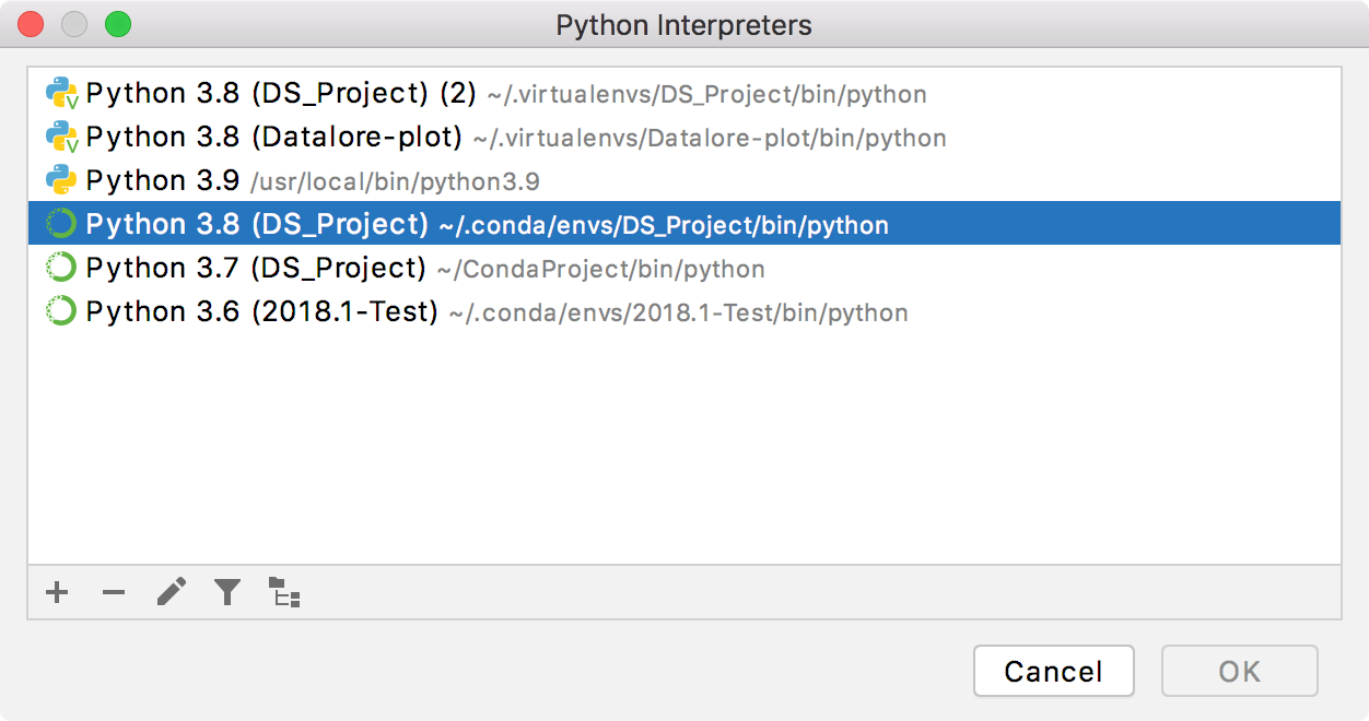 Select a virtual environment Select a virtual environment