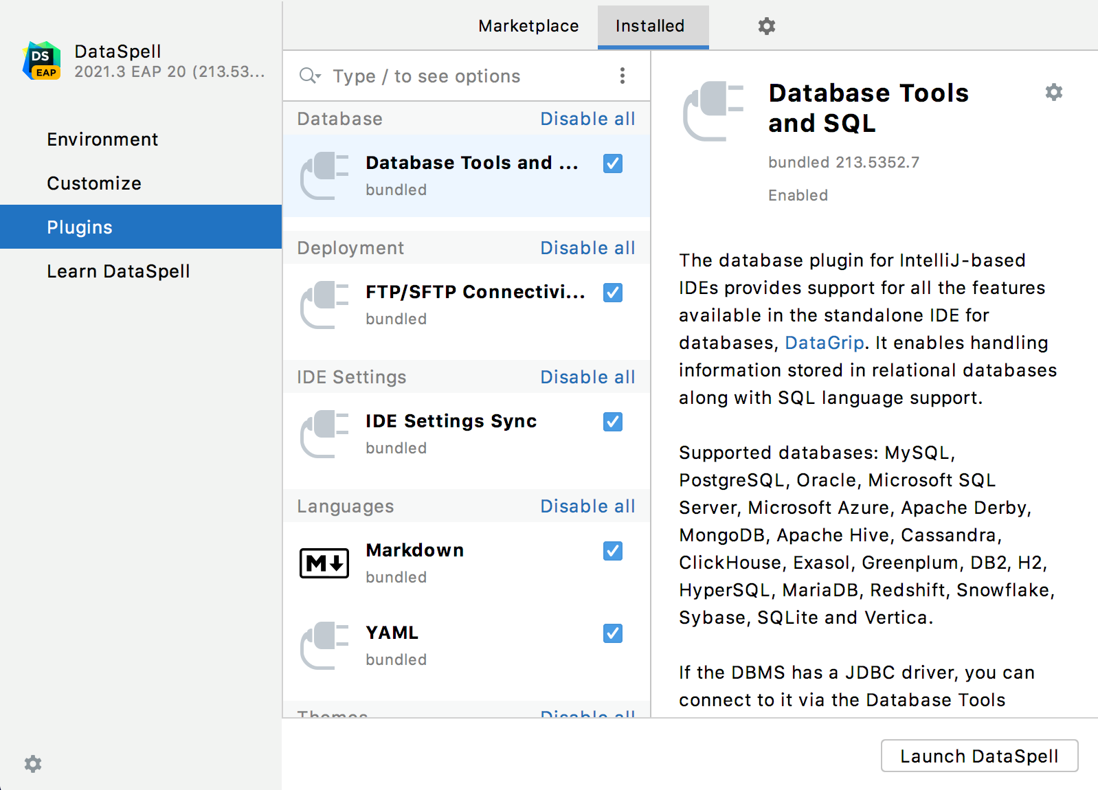 Plugin tab on the Welcome screen