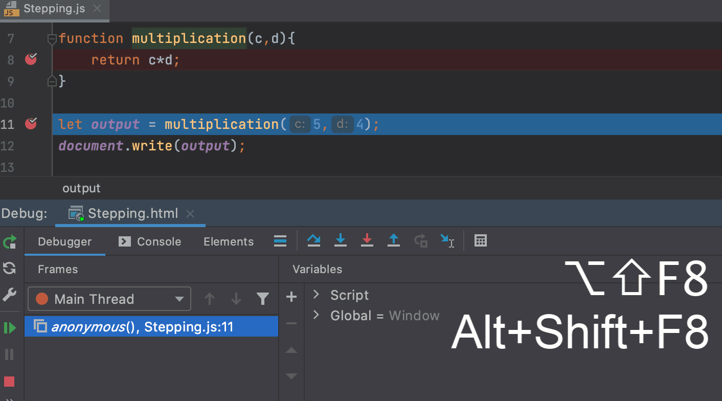 Step over: ignoring a breakpoint in the called method with Force step over