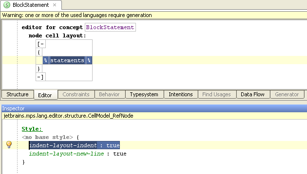 Block statement editor