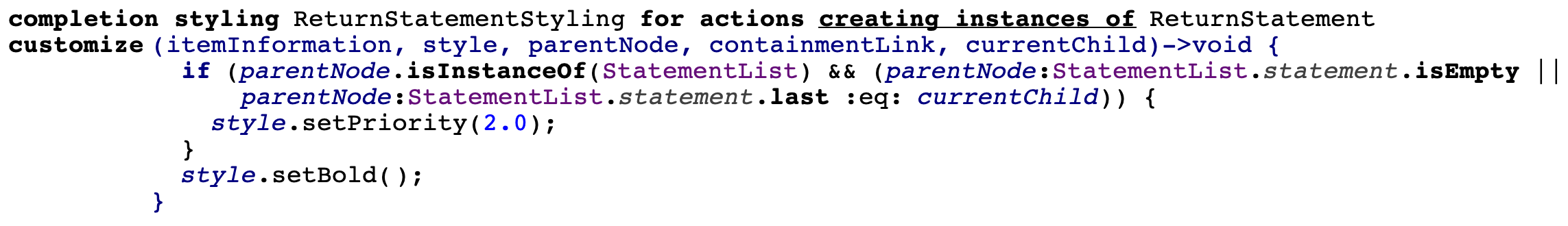 Completion styling return Completion styling return