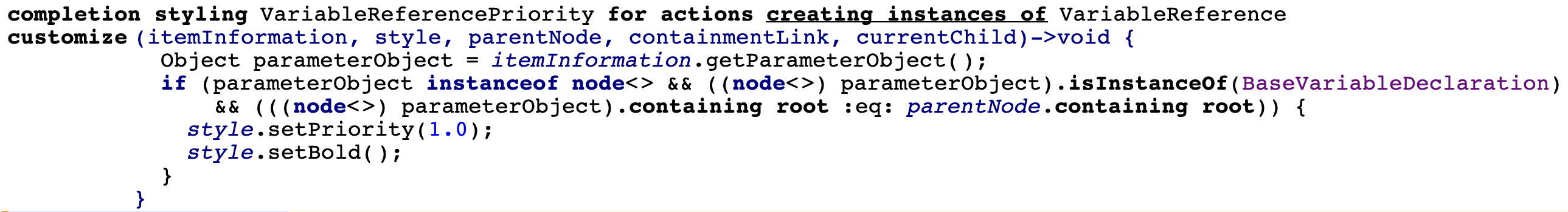 Completion styling var ref Completion styling var ref