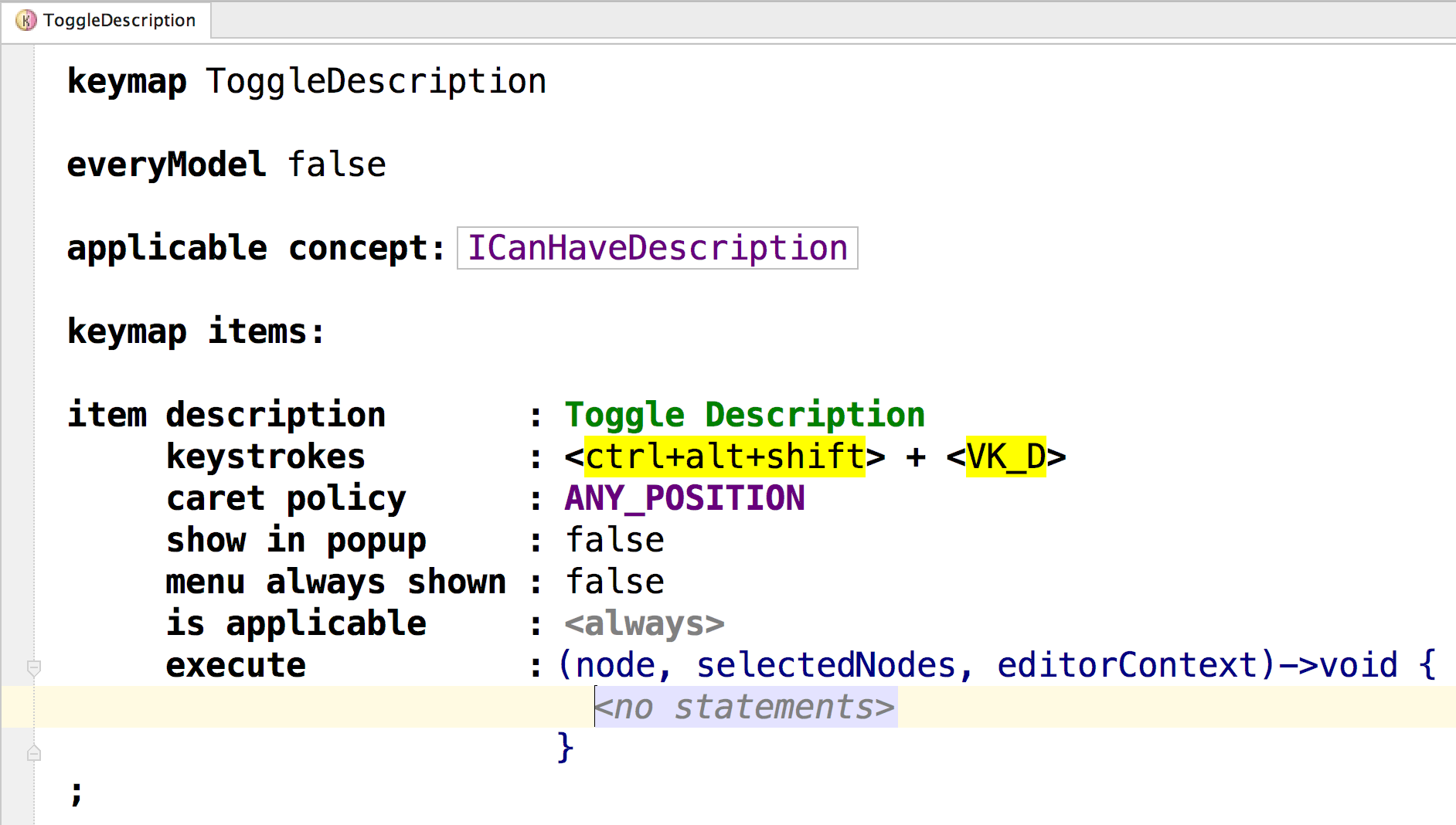 Creating a new key map Creating a new key map