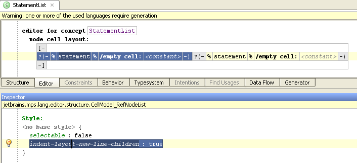 Statement list editor